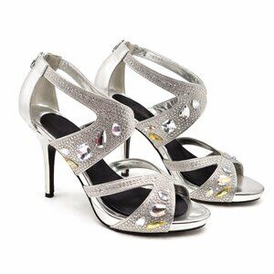 Deb silver metallic high heels sandals  Size: 7.5